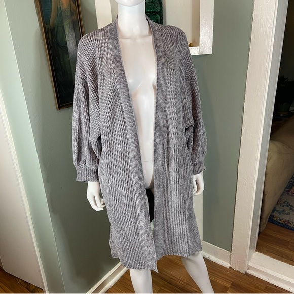 LBLC the label Sweaters - LBLC the Label Heather Light Gray Sherry Cardigan Chenille Sweater XS Duster